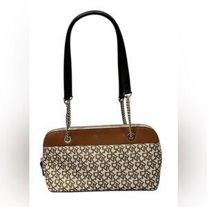 DKNY Bryant Park Medium Top Zip Shoulder Purse Bag Brown Beige NWOT NICE